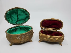 2 Jennings brothers Art nouveau Deco Antique Metal Jewelry Casket Trinket Boxes - Picture 1 of 12