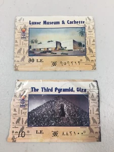 Vtg Egypt Temple Ticket Lot of 2 Stubs Giza Pyramids Museums Three Tombs Travel - Bild 1 von 3