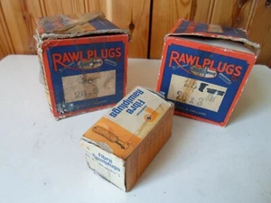 Collectors Vintage Pack of 3 Rawlplug Cardboard Boxes For Fibre Rawlplugs - Picture 1 of 23