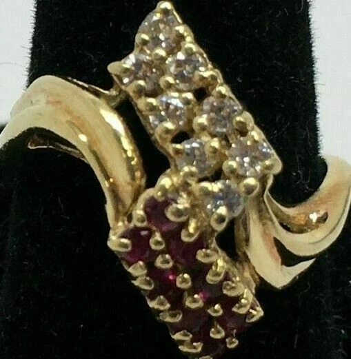 18K Gold Pink Topaz  Diamonds Cocktail Ring Size 4.5   -  4.7 grams - Image 1 of 4