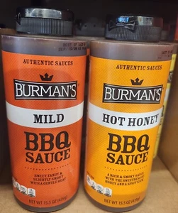 Burman's BBQ Sauce: Milder und heißer Honig. Zwei Flaschen je 15,5 oz - Bild 1 von 1