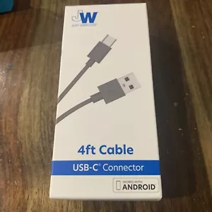 Just Wireless USB C Connector 4 Ft Cable Works With Android Grey - Picture 1 of 2