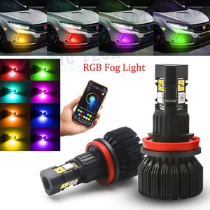 H8 H9 H11 RGB Multi Color Wireless Phone Control LED Bulb para conducir luces antiniebla - Imagen 1 de 13