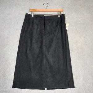 Talbots Midi Skirt Women's 12 Black Stretch Back Slit A-Line Classic Vintage NWT - Picture 1 of 10