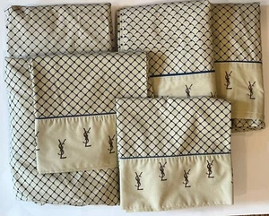 YSL Yves Saint Laurent Vintage 2 Doppelbettlaken SETS 1979 flach sitzende King-Kissenbezüge - Bild 1 von 8