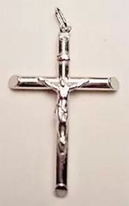 14k Weißgold großes 1 3/4" Log Kruzifix - Bild 1 von 2
