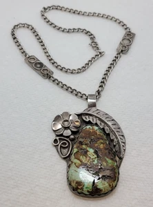Navajo Kirk Smith + KS riesige Roystone Türkis Sterling Silber Halskette 58 gr - Bild 1 von 6