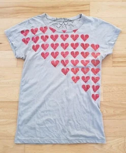 Vintage Y2K Urban Renewal Urban Outfitters T-Shirt Large Red Foil Broken Hearts - Picture 1 of 7