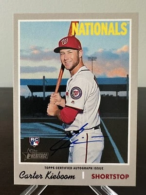 2019 Topps Heritage High Real One Auto CARTER KIEBOOM RC Washington Nationals - Image 1 of 2