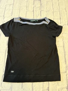 Lauren Ralph Lauren LRL Large Short Sleeve Boatneck T-Shirt Blue Zipper - Picture 1 of 8