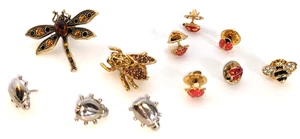 Lot of 11 Insect Pins & Brooches Dragonfly Bee Ladybug Rhinestone Vintage to Now - Picture 1 of 6