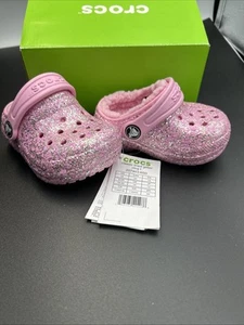 CROCS 207463-FLGO Toddler's Classic Fuzz Lined Clog in Flamingo - Toddler C4 - Picture 1 of 7