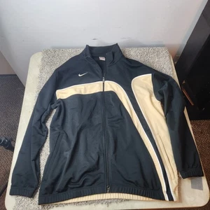 Vintage Nike Label - "Swoosh" Zippered (L) Warm-Up Jacket BLACK & TAN Saints - Picture 1 of 8