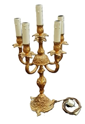 Antique Brass 6 Light Candelabra Candlestick 56cm - Image 1 of 4
