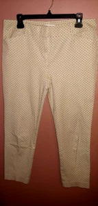 Pantalones capri New York & Company tostados con lunares de algodón elástico. Mujer Talla 10 - Imagen 1 de 4