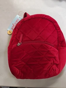Mini zaino in velluto rosso Cat & Jack nuovo con etichetta ferramenta tono argento e fodera rosa - Foto 1 di 3