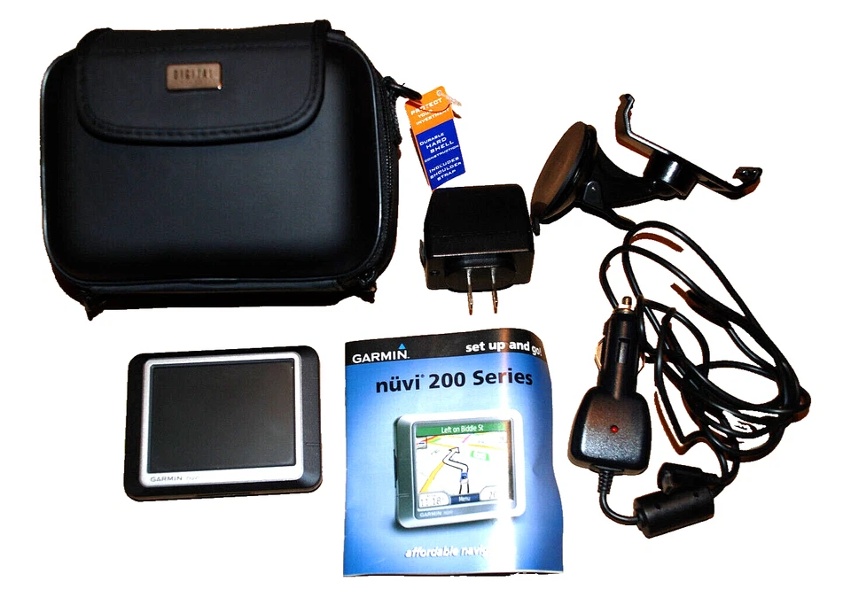 GARMIN NUVI 200 Series GPS Touch Screen Navigation System Accessories Bundle - Image 1 of 4