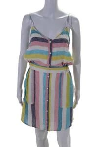 Splendid Gray Malin Womens Linen Multicolor Striped Sleeveless Shift Dress SizeS - Picture 1 of 6