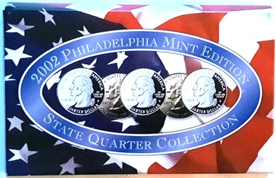 A COMPLETE 2002 P Five Coin "Brilliant Uncirculated" State Quarter Set Box & COA - Image 1 of 2