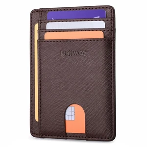 Schmale minimalistische Fronttasche RFID-Schutz Leder Brieftaschen für Männer und Frauen... - Bild 1 von 7