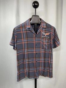 Men's Corvette GM Button Shirt SIZE MEDIUM M plaid classic short sleeve - Picture 1 of 7
