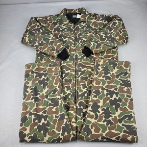 Vintage Saf-Trak Coveralls Mens Large Camo Insulated Leg Zips Made USA 90s - Picture 1 of 24
