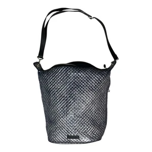 Vera Bradley Carson Crossbody Hobo Bag In Navy/Silver Metallic Quilted Design - Picture 1 of 10