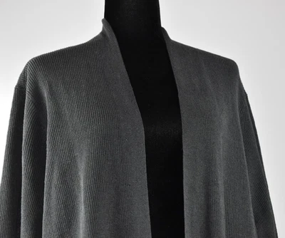 Nuevo con etiquetas Cárdigan Largo Abierto Gris Grafito Eileen Fisher Talla 3X Topper Lino Algodón Foto 1 de 4