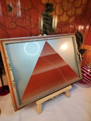 Bandeja para servir pintada al revés Art Deco vajilla 17 x 12 pulgadas patentada 1926 Foto 1 de 4