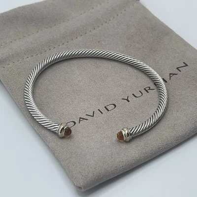 Brazalete David Yurman 4mm Cable Plata de Ley 925 Citrino y Oro Amarillo 18K Foto 1 de 4