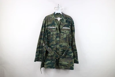 De Colección Y2K Gap Mujer XL Desteñido Cinturón Camuflaje Militar Chaqueta de Campo Gabardina Foto 1 de 4