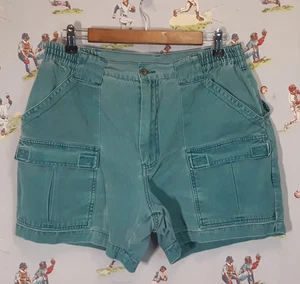 VTG ๐ LL Bean Mens Cargo Shorts 34x5 Teal Made in Hong Kong Above Knee Canvas - Picture 1 of 10
