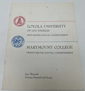 Loyola University of Los Angeles Marymount College 1970 Program and Order of Com - Picture 1 of 5