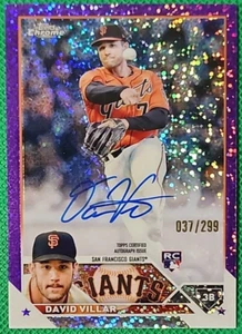 David Villar /299 2023 Topps Cromo Viola Macchia Rifrattore Rookie Auto RC - Foto 1 di 2