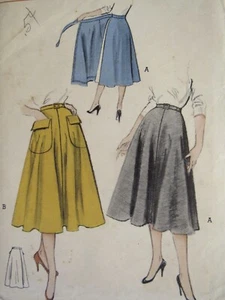 Rare VTG 51 BUTTERICK 5865 Misses Flared Wrap Skirt in 2 Looks PATTERN 28W UC - Picture 1 of 4