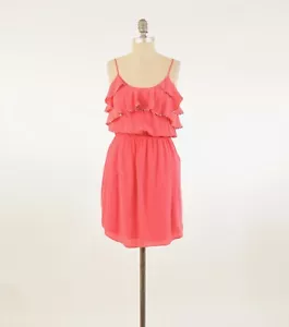Rebecca Taylor Kleid 0 Hot Pink Seide Paillettenbesatz Rüschen Mieder Gummibund - Bild 1 von 7