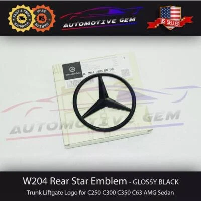 For 2008-2014 Mercedes Benz C-Class W204 Gloss Black Rear Star Badge A2047580058 - Imagem 1 de 2