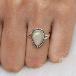 925 Sterling Silber natürlicher Feueropal Ring Edelstein Damen Schmuck für Sie um 63 - Bild 1 von 4