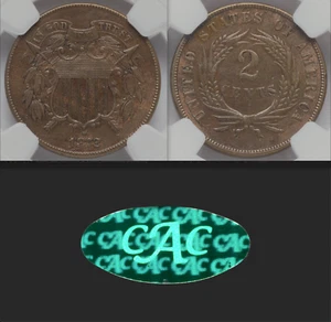 1872 NGC AU58 CAC $4,000 APR! Key Date 2C Business Strike!! Two Cent Piece MS62? - Picture 1 of 6