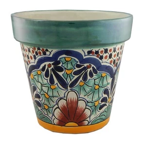 MEXICAN TALAVERA POTTERY FLOWER POT PLANTER CERAMIC 11 - Picture 1 of 1