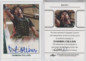 2021-22 Leaf Memories 1990 Base Auto Green /50 Daimion Collins #BA-DC1 Auto