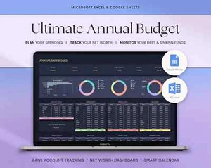 Annual Budget Spreadsheet, Paycheck Budget Template Google Sheets, Budgeting - Picture 1 of 10