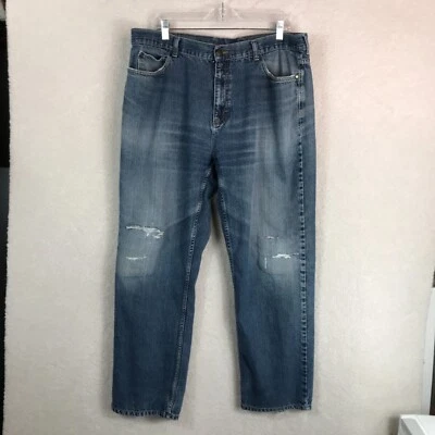 CHAPS Straight Jeans Mens 38x30 Blue Denim Distressed Thrashed - Image 1 of 4