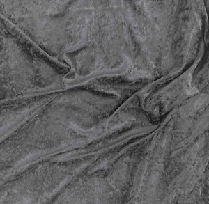 Crushed Velvet Fabric- Dark Grey 150cm wide craft fabric dress fabric velour - Picture 1 of 1