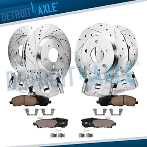 12pc Front Rear Drilled Rotors Calipers Brake Pads for Patriot Compass Avenger - Picture 1 of 8