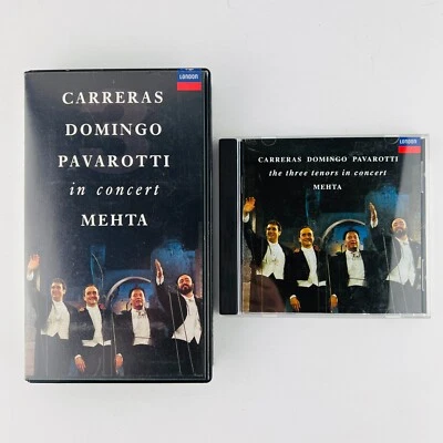 Carreras Domingo Pavarotti in Concert MEHTA VHS Tape & CD Combo Lot - Image 1 of 2
