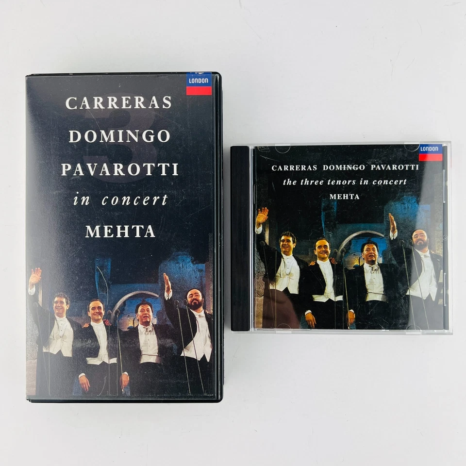 Carreras Domingo Pavarotti in Concert MEHTA VHS Tape & CD Combo Lot - Image 1 of 2