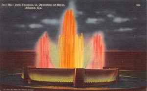 GA~GEORGIA~ATLANTA~JOEL HURT FOUNTAIN IN OPERATION AT NIGHT~C.1945 - Picture 1 of 3