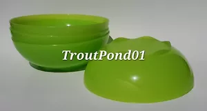 Nuevo Juego de 4 cuencos abiertos Tupperware vintage de 3 tazas/24 oz verde kiwi transparente - Imagen 1 de 4