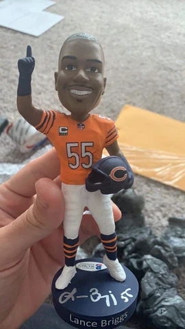 Lance Briggs Autographed NFL Signed Chicago Bears Bobblehead With Beckett Cover